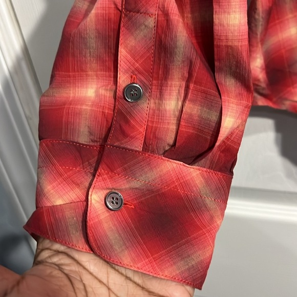 Talbots Womens Button Up Shirt - Size 12 Petite -  Red Plaid. Long Sleeves - Picture 4 of 5